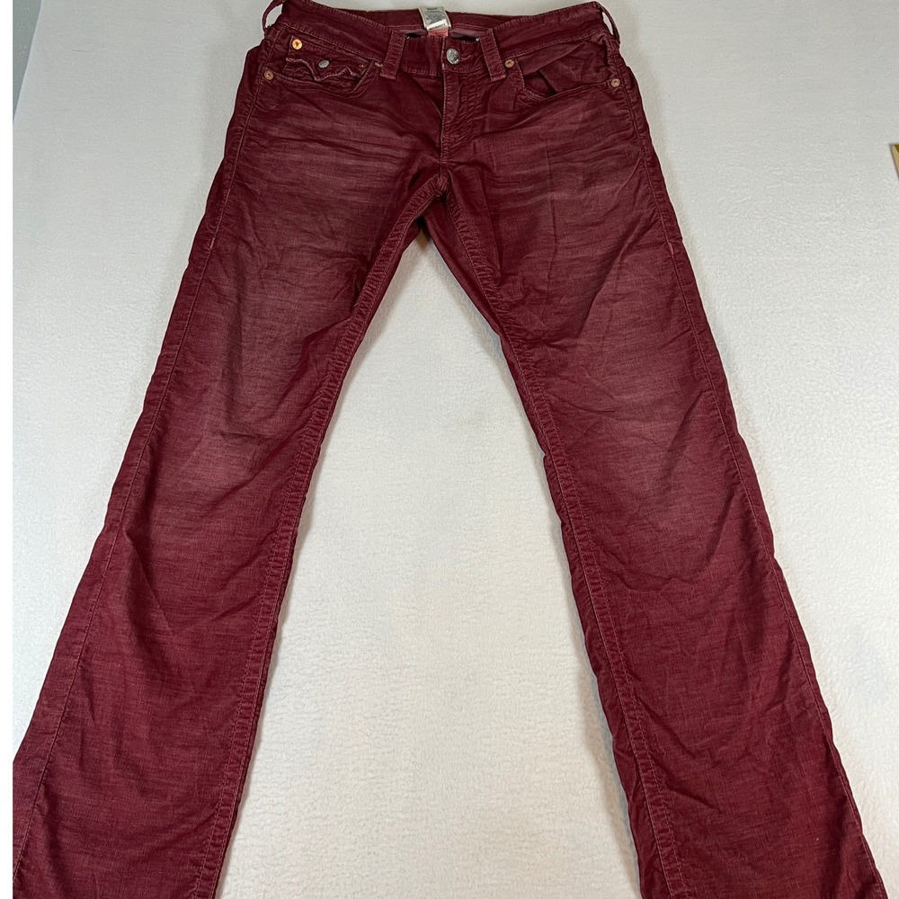 True Religion Corduroy Pants Womens 31 Burgundy Excellent Straight Leg Y2K Style